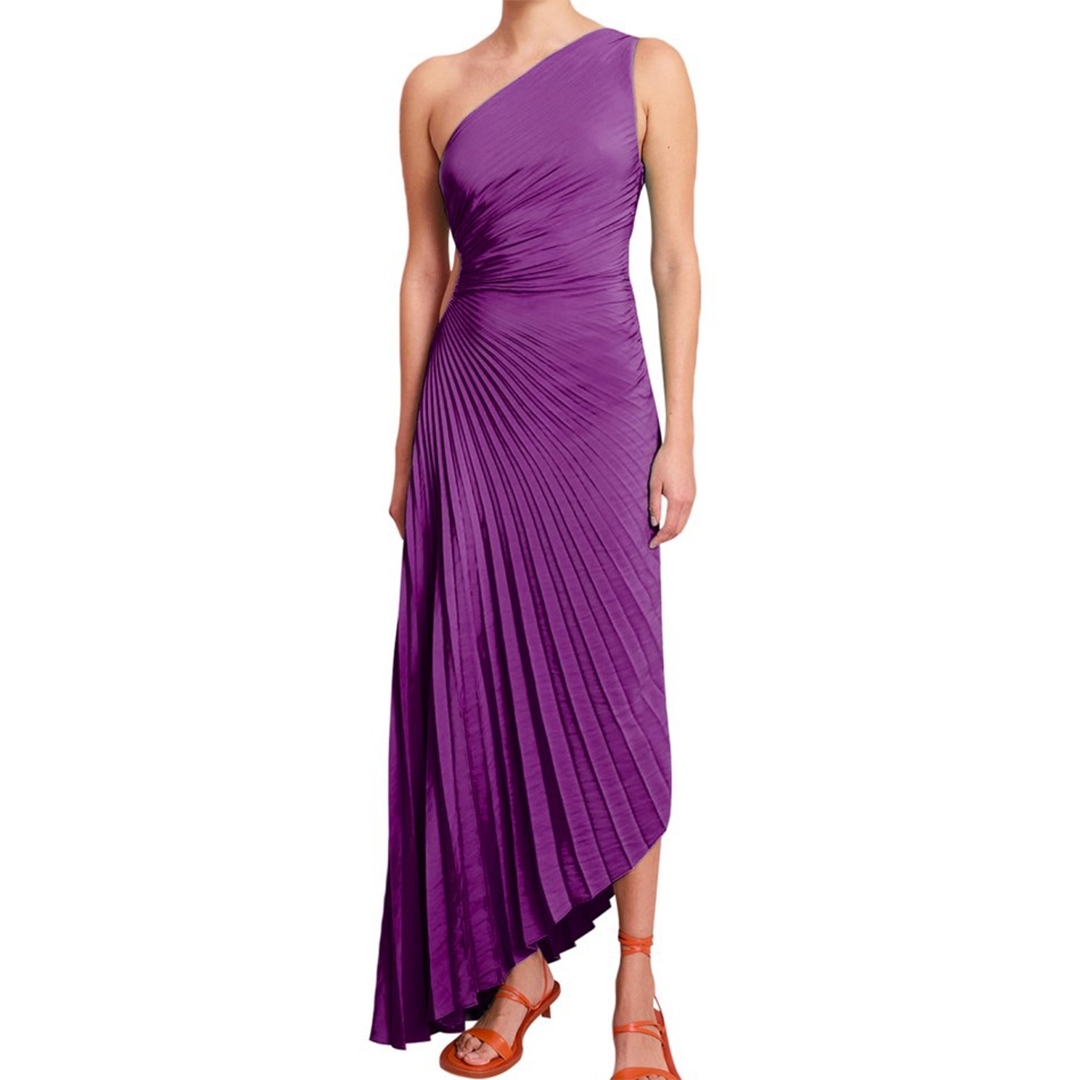 Levoire | Robe Plissée Asymétrique À Une Épaule Lilas