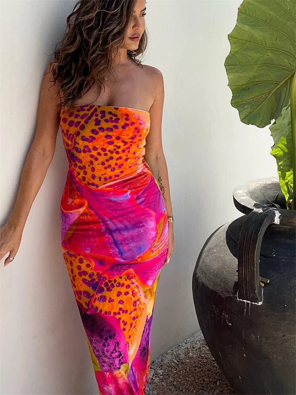 Levoire | Robe Maxi Sans Bretelles Avec Imprimé Coloré