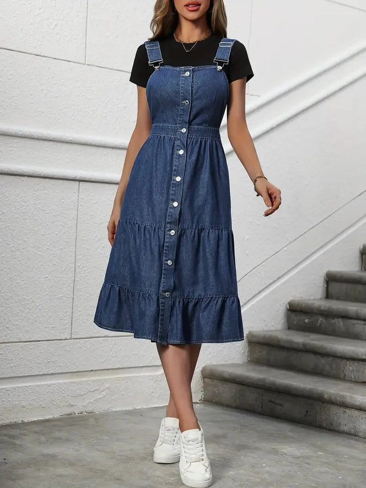 Levoire | Robe, Patte De Boutonnage, Sans Manches, Robe D'Été, Robe Midi