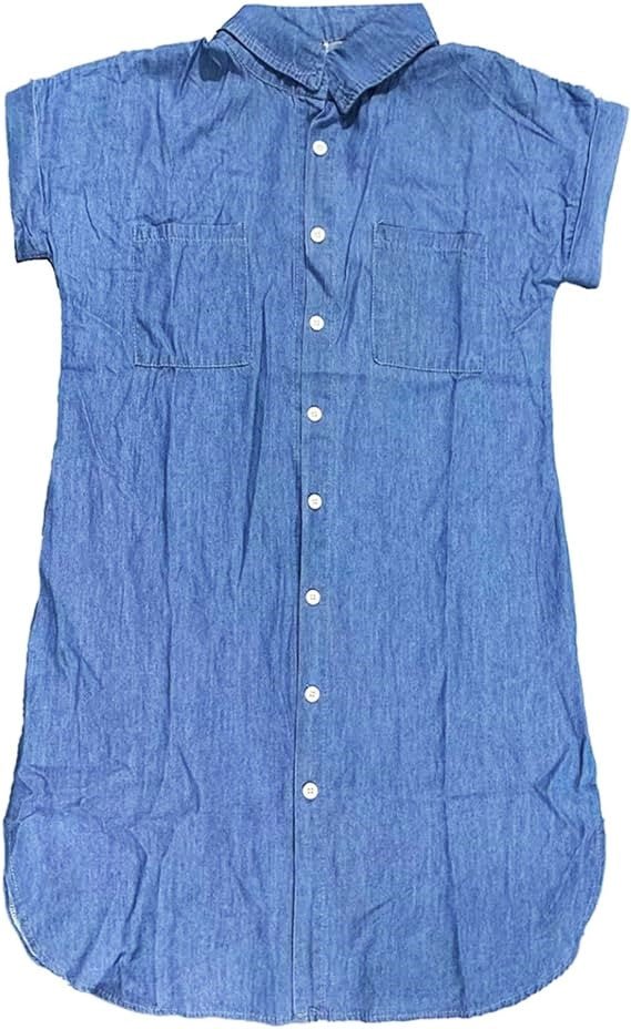 Levoire | Manches Courtes Robe Chemise À Coupe Décontractée À Fermeture À Boutons