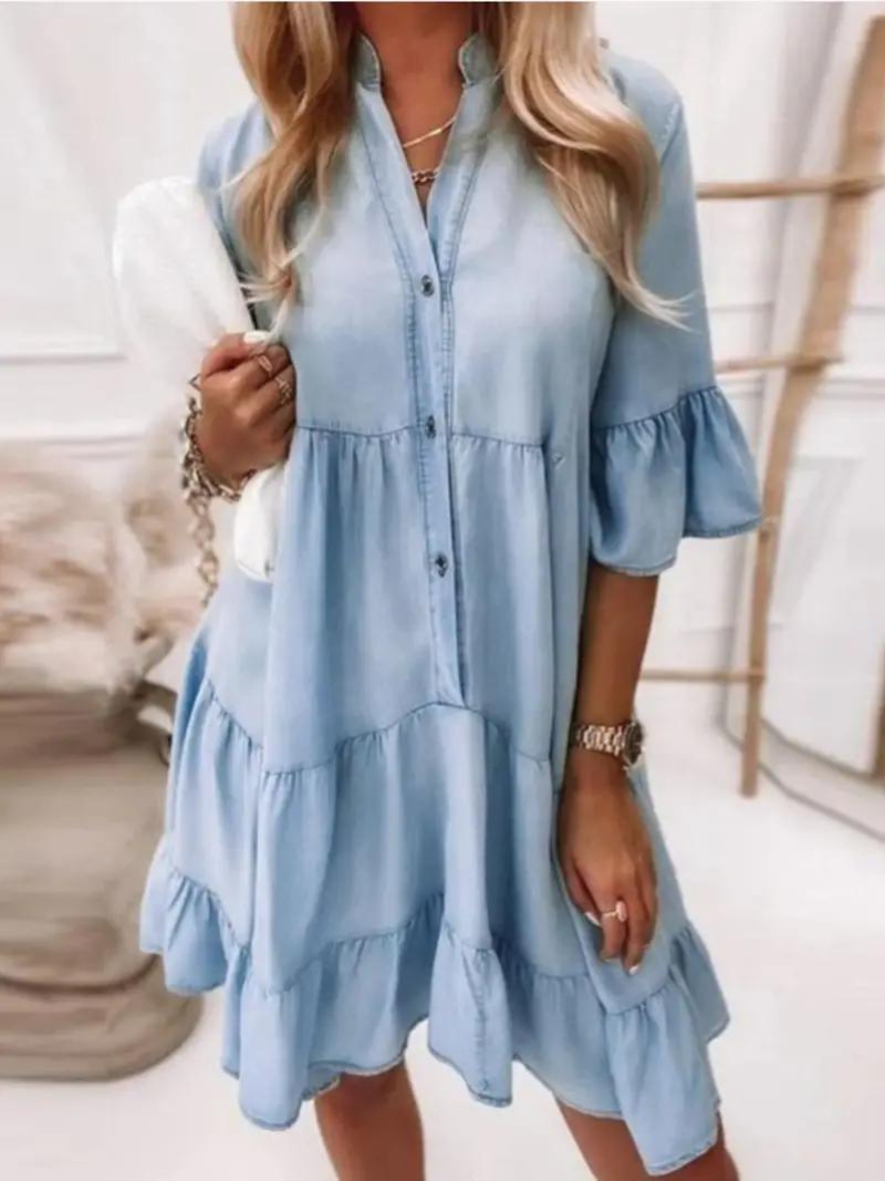 Levoire | Robe, Coupe Ample, Manches Mi-Longues, Robe À Volants, Robe D'Été