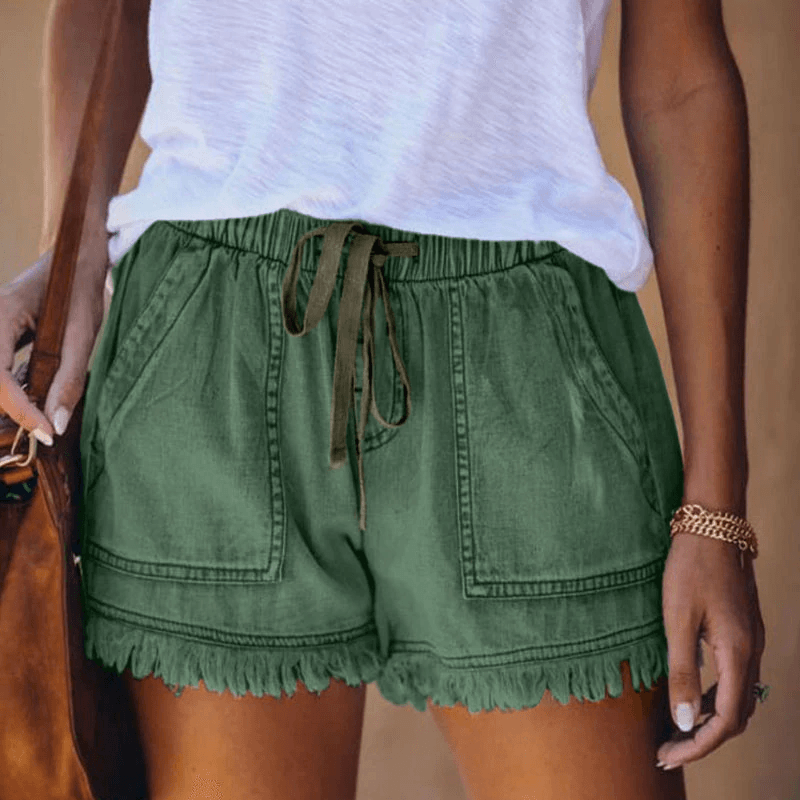Levoire | Short Court Cordon Taille Élastique Mini Shorts Vêtements Pour Femmes Vert