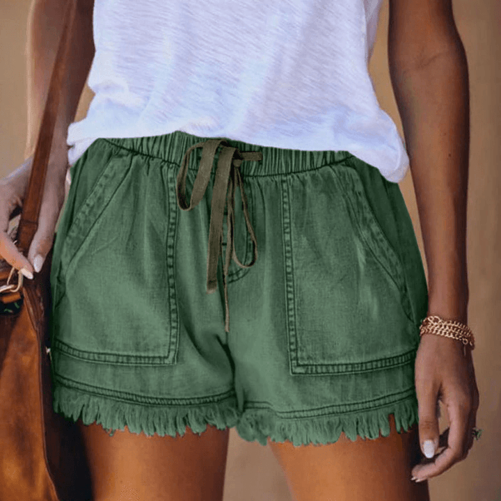 Levoire | Short Court Cordon Taille Élastique Mini Shorts Vêtements Pour Femmes Vert