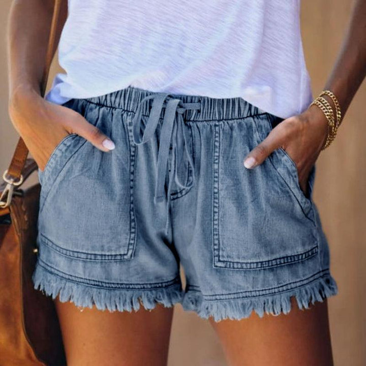 Levoire | Short Court Cordon Taille Élastique Mini Shorts Vêtements Pour Femmes Marine