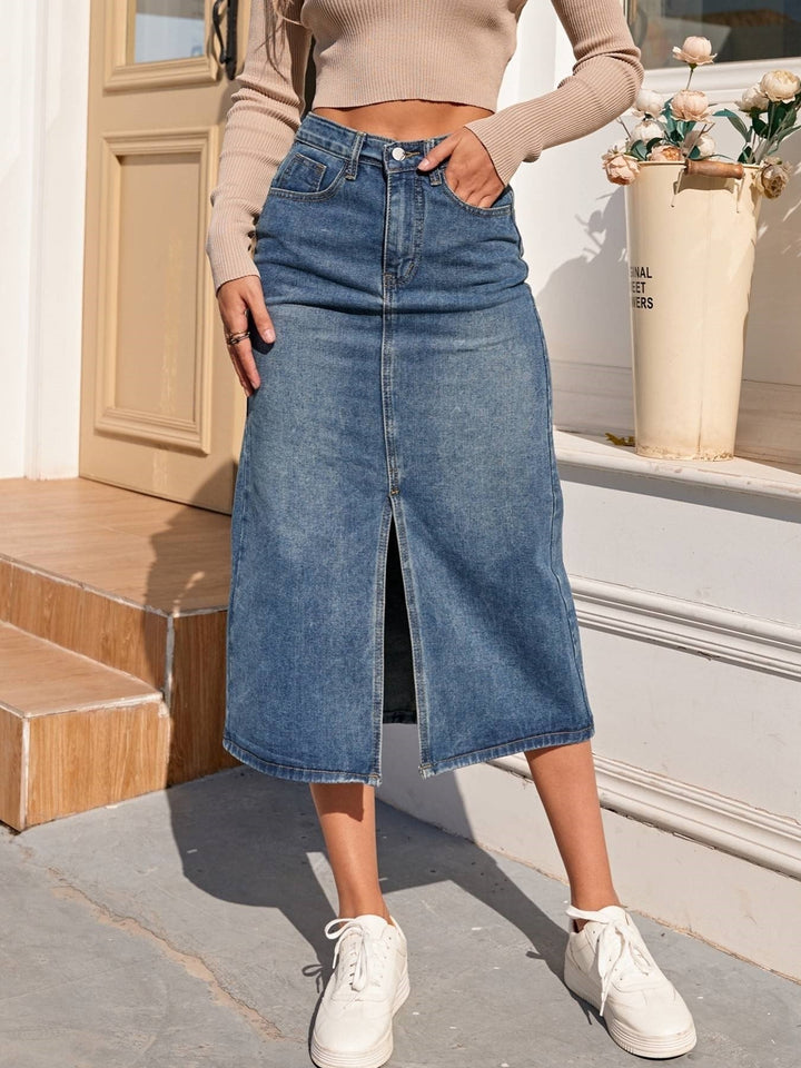 Levoire | Jupe Taille Haute Fendue Jupe Crayon Midi Jupe