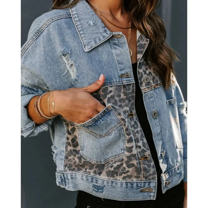 Levoire | Veste En Denim Léopard Élégant