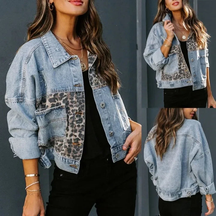 Levoire | Veste En Denim Léopard Élégant