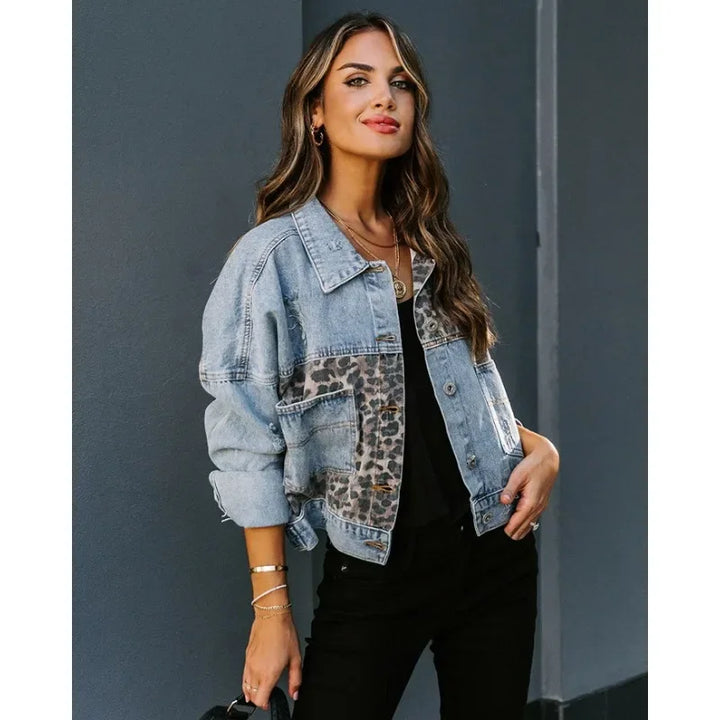 Levoire | Veste En Denim Léopard Élégant