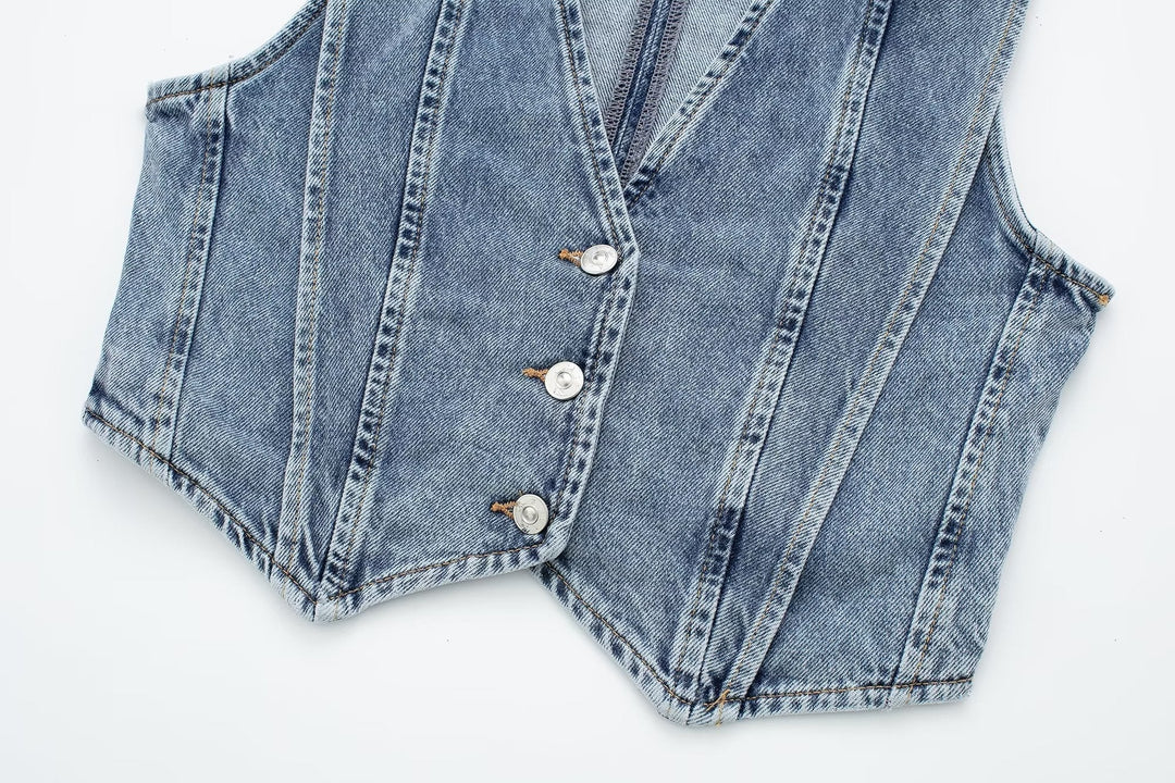 Levoire | Veste Sans Manches À Boutons Pour Femme, Veste Courte