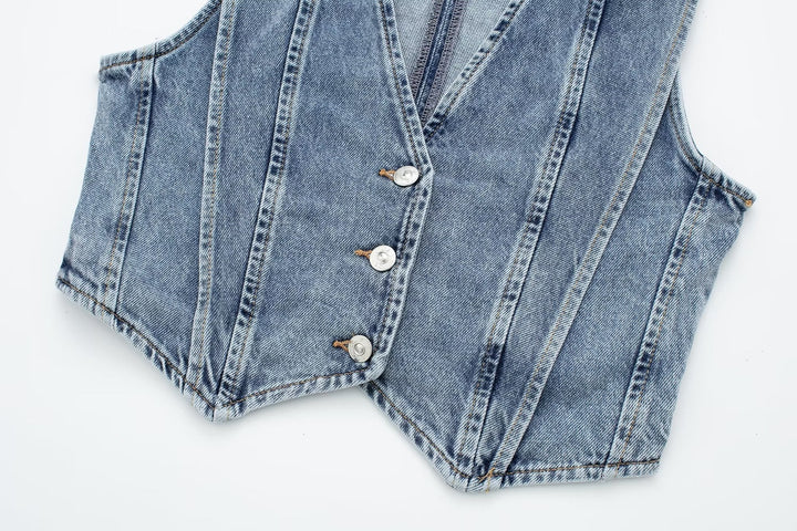 Levoire | Veste Sans Manches À Boutons Pour Femme, Veste Courte