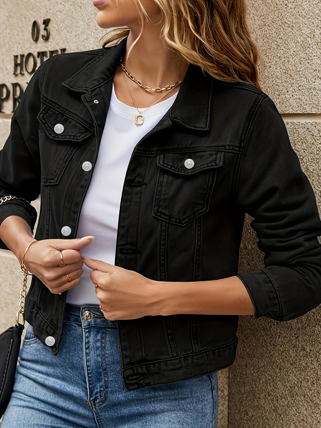 Levoire | Veste Femme Slim Fit Avec Fermeture À Boutons Classique Noir