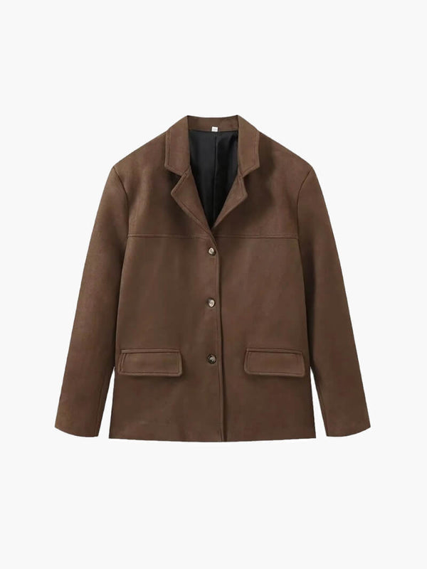 Levoire | Veste Grande Taille Élégante Avec Col Revers Marron foncé