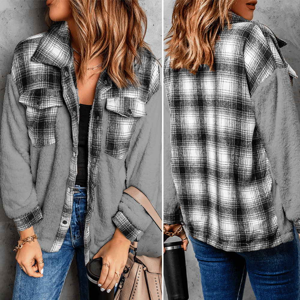 Levoire | Chemise En Polaire À Carreaux Chaude Pour Femmes Gris