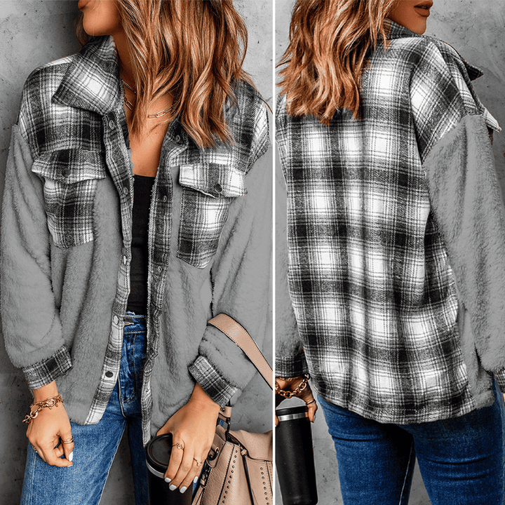 Levoire | Chemise En Polaire À Carreaux Chaude Pour Femmes Gris