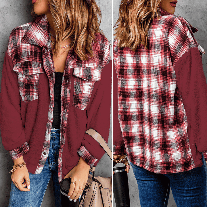 Levoire | Chemise En Polaire À Carreaux Chaude Pour Femmes Rot