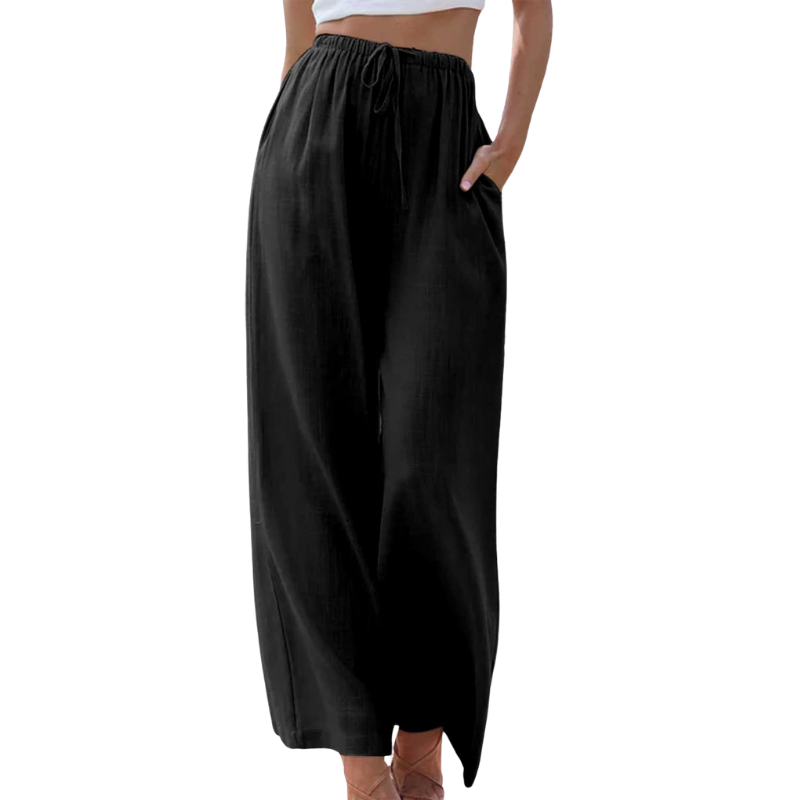 Levoire | Pantalon Élégant En Coton Et Lin Noir