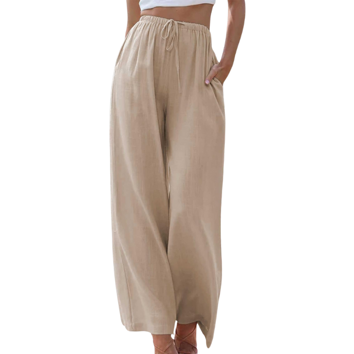 Levoire | Pantalon Élégant En Coton Et Lin Beige