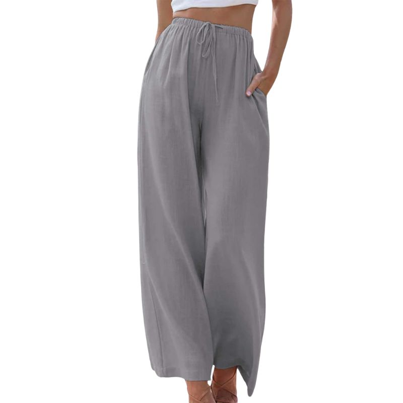 Levoire | Pantalon Élégant En Coton Et Lin Gris