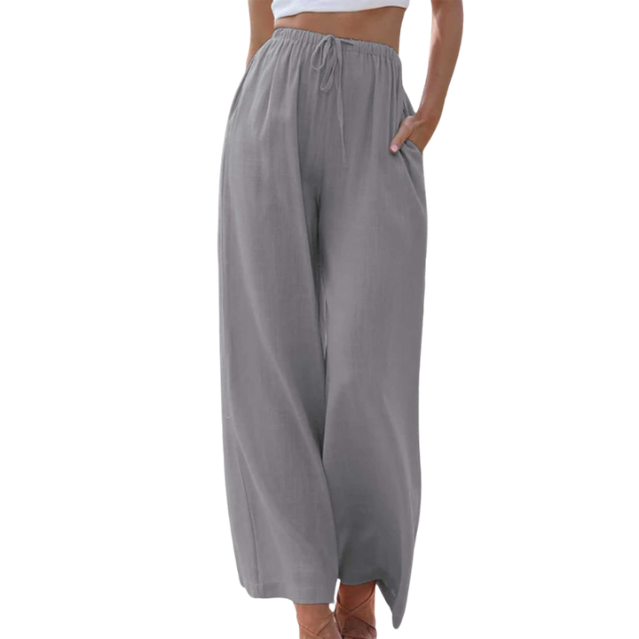 Levoire | Pantalon Élégant En Coton Et Lin Gris