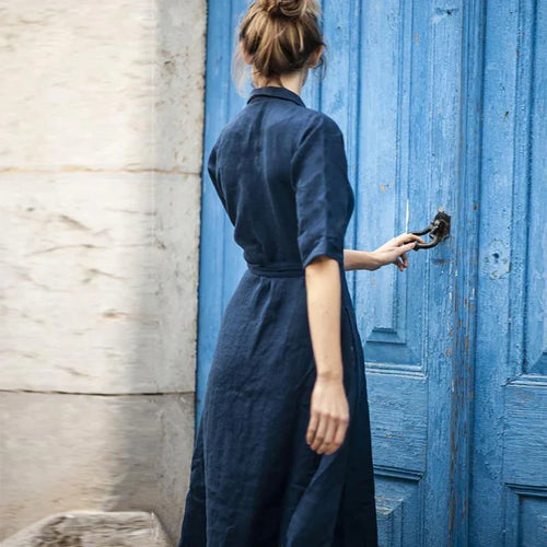 Levoire | Robe Chemise Midi Avec Ceinture À La Taille