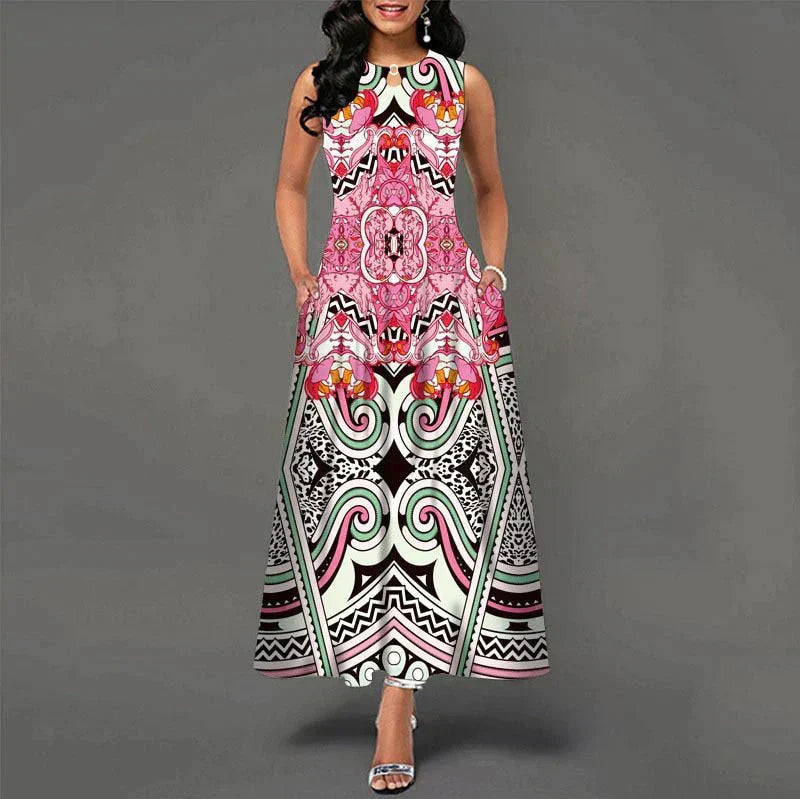 Levoire | Robe d'été élégante sans manches avec poches Multicolore