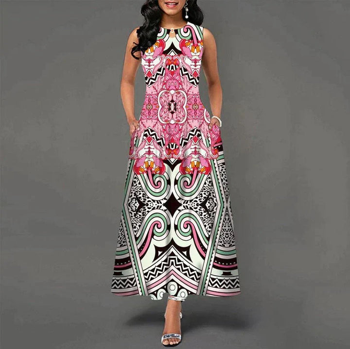 Levoire | Robe d'été élégante sans manches avec poches Multicolore