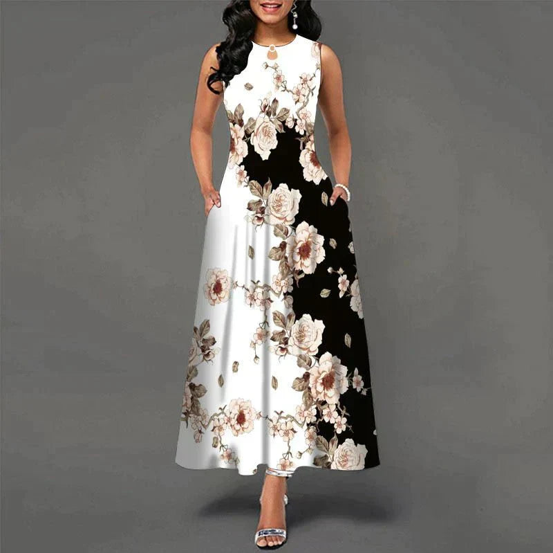 Levoire | Robe d'été élégante sans manches avec poches Blache Noir