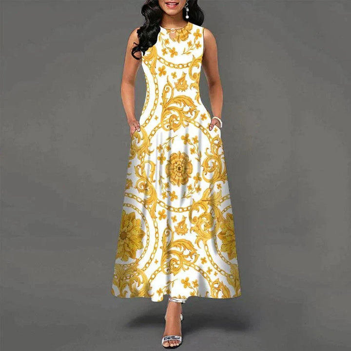 Levoire | Robe d'été élégante sans manches avec poches Or