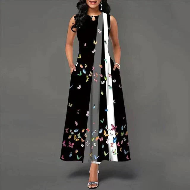 Levoire | Robe d'été élégante sans manches avec poches Papillon