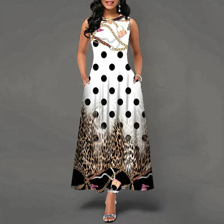 Levoire | Robe d'été élégante sans manches avec poches Pois