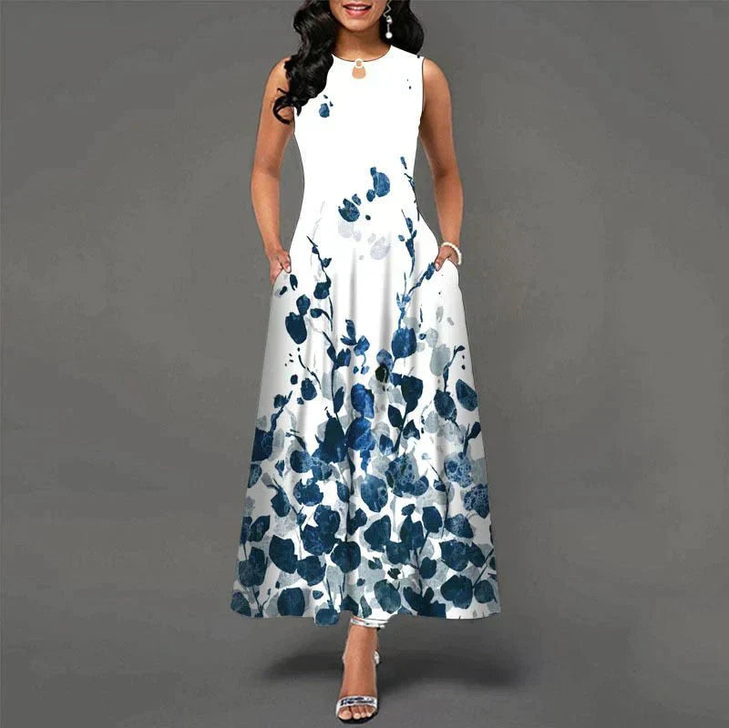 Levoire | Robe d'été élégante sans manches avec poches Blache Bleu