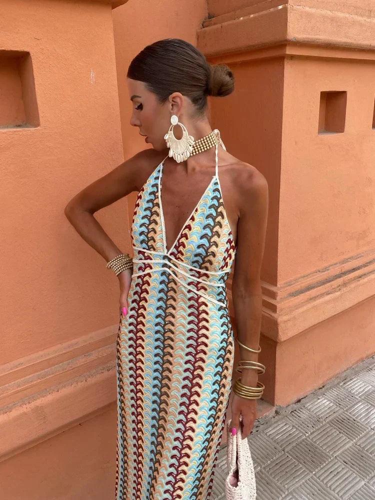 Levoire | Robe D'Été Élégante À Bretelles Avec Décolleté En V Profond
