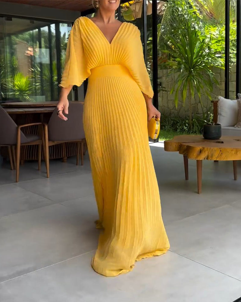 Levoire | Robe De Soirée Maxi Décolleté En V Jaune