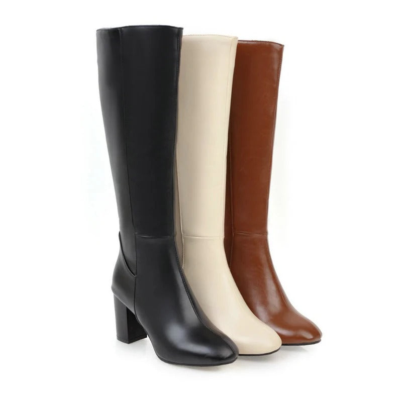 Levoire | Bottes À Talons Pour Femmes À Hauteur De Genou Avec Fermeture Éclair