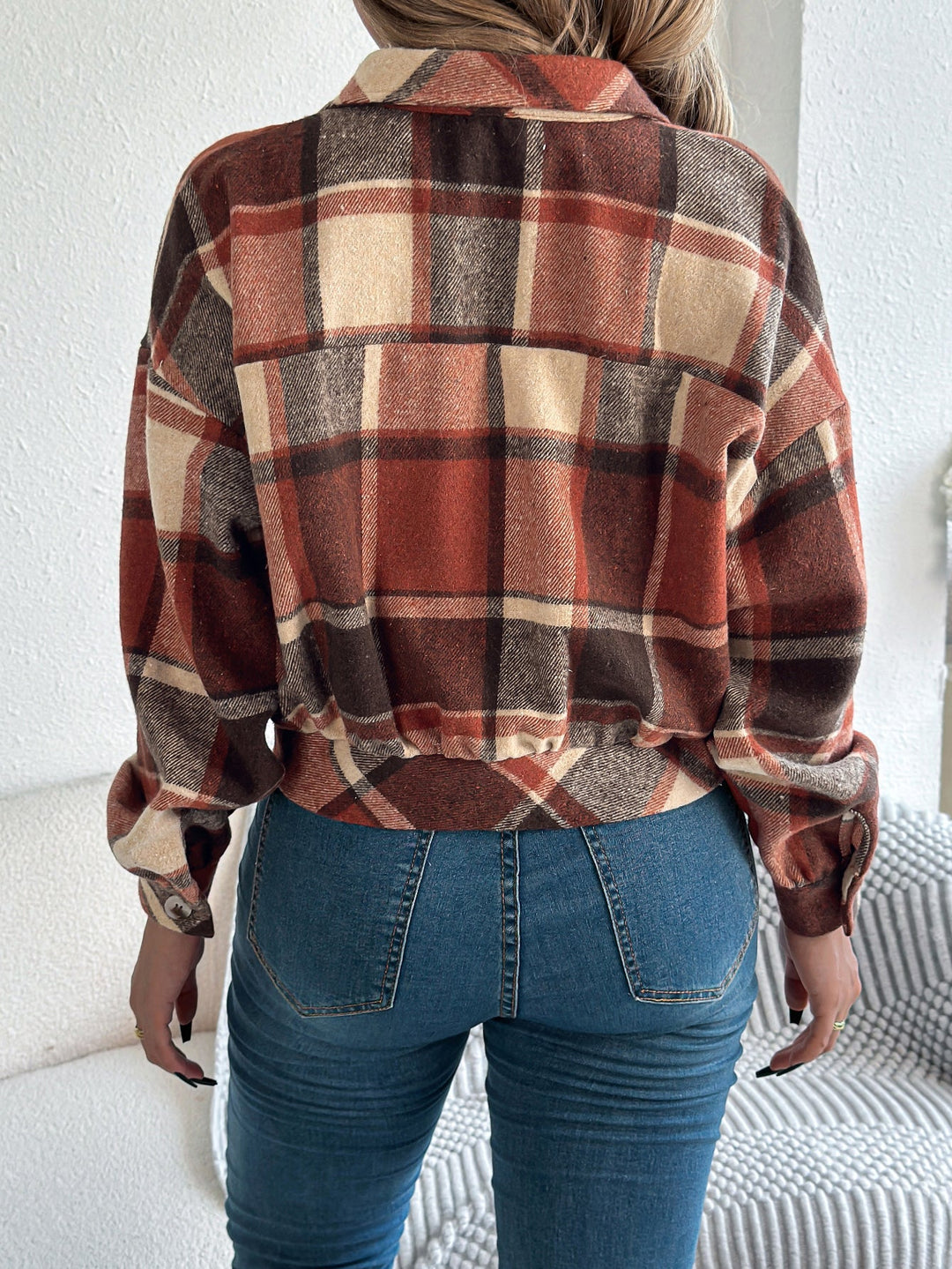 Levoire | Veste À Carreaux Courte Avec Boutons