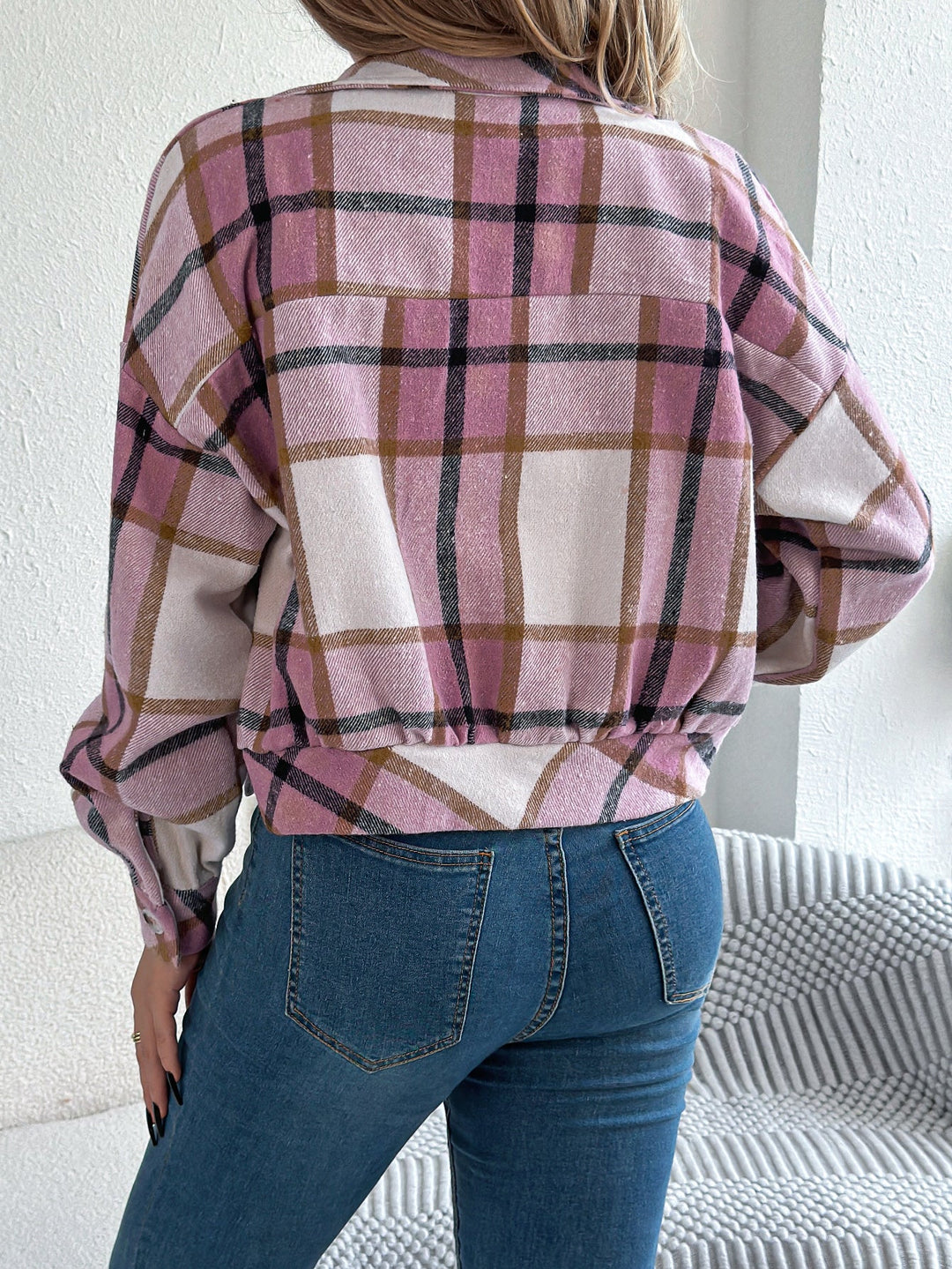 Levoire | Veste À Carreaux Courte Avec Boutons
