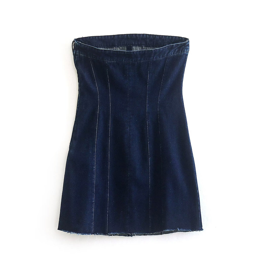Levoire | Robe Femme Sans Bretelles Cool Avec Look Jean