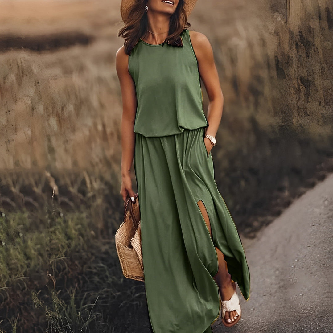 Levoire | Élégance Intemporelle Style Robe D'Été Vert foncé
