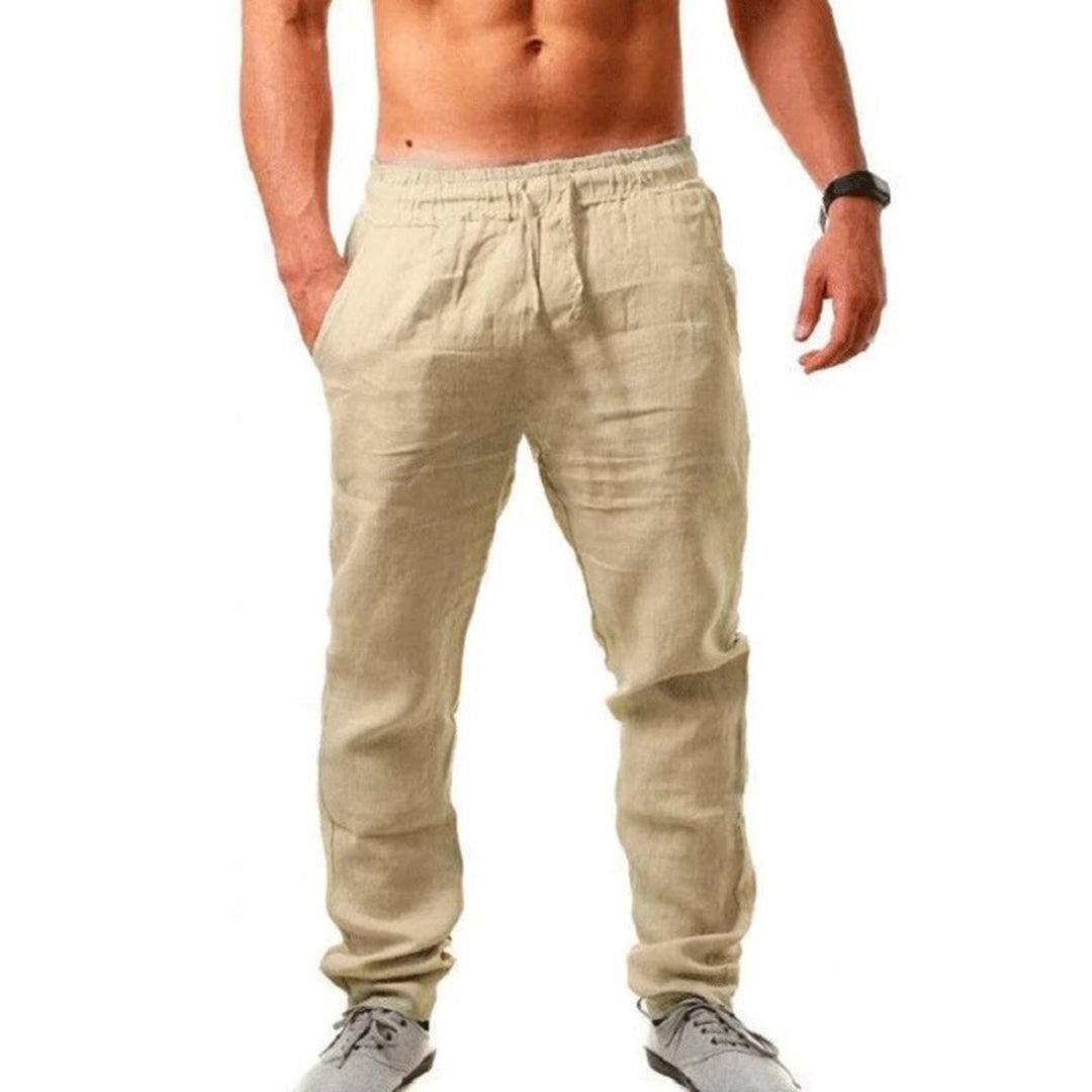 Levoire | Pantalon D'Été En Lin Pour Hommes Khaki foncé