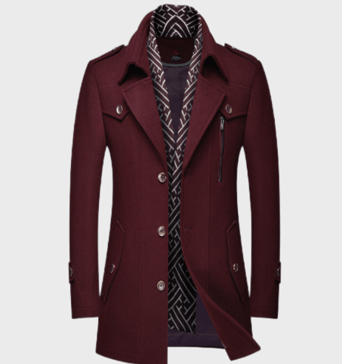 Levoire | Manteau Long Pour Hommes Bordeaux rouge