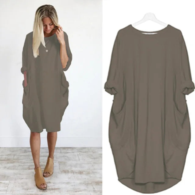 Levoire | Robe T-Shirt Unie Décontractée Tief Kaki