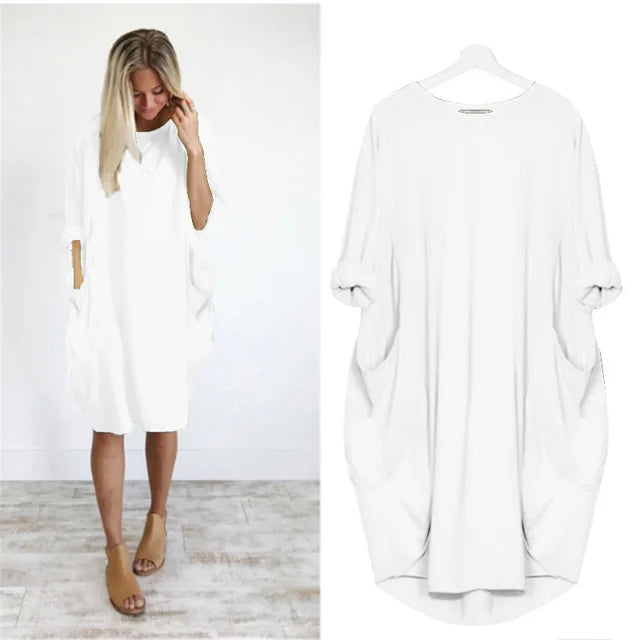 Levoire | Robe T-Shirt Unie Décontractée Blanc