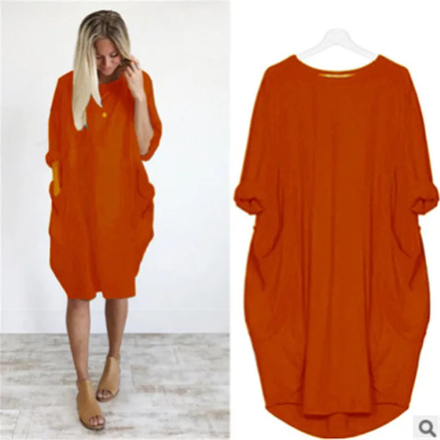 Levoire | Robe T-Shirt Unie Décontractée Orange