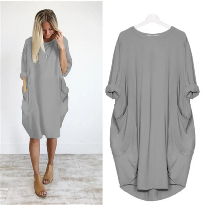 Levoire | Robe T-Shirt Unie Décontractée Gris