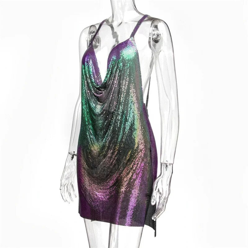 Levoire | Chaîne Métallique Halterneck Mini Robe Sans Métal MULTI Une taille