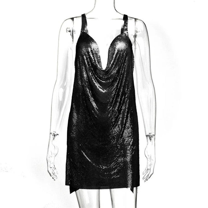 Levoire | Chaîne Métallique Halterneck Mini Robe Sans Métal Noir Une taille