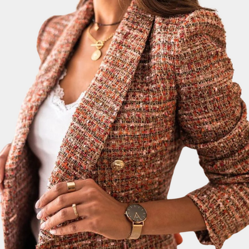 Levoire | Blazer En Tweed Élégant Avec Double Rangée De Boutons Pour Femmes