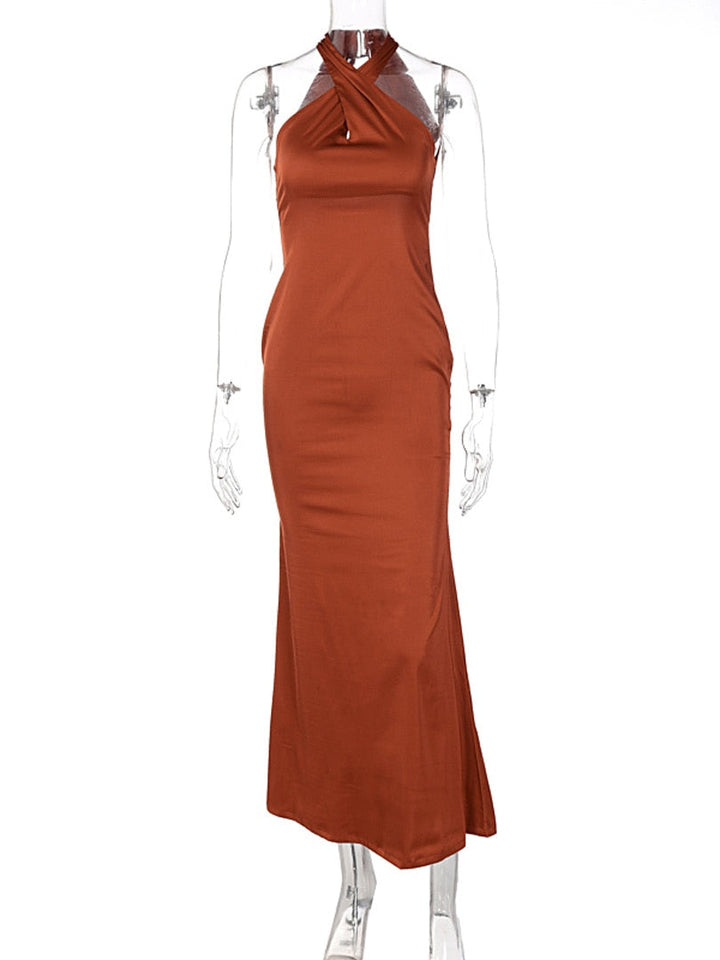 Levoire | Satin Sans Bretelles Dos Nu Robe Midi