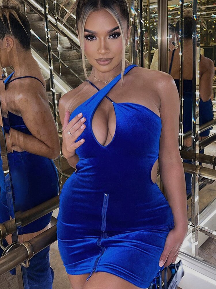 Levoire | Robe En Satin Sans Manches Mini-Robe Bleu