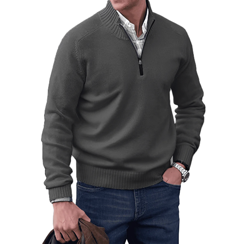 Levoire | Pull En Cachemire Avec Zip Gris foncé